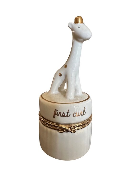 No brand / Not sure Other - Giraffe Ceramic Keepsake Box For Babys First Curl With Gold Accents Tiny Memory